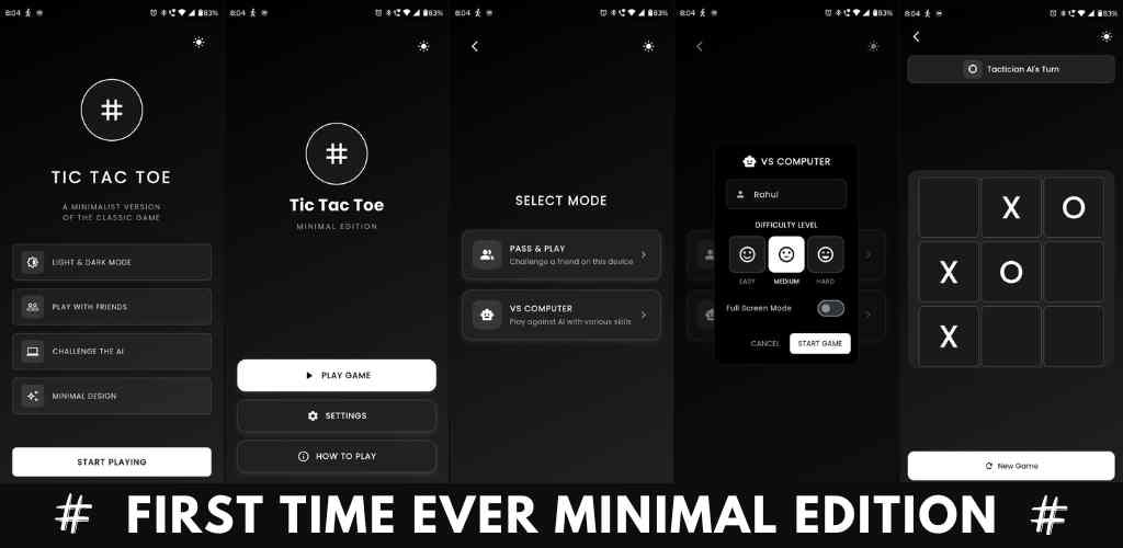 Média Tictactoe: édition minimale - Un TTT noir et blanc élégant conçu pour la simplicité et la concentration. 1