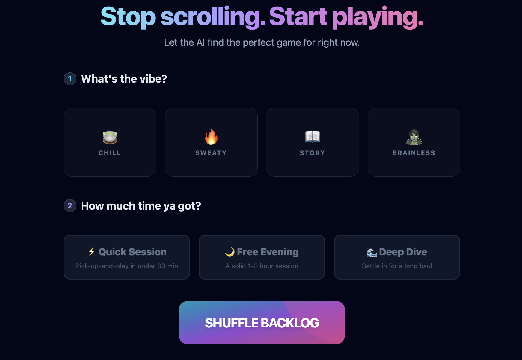Backlog Shuffle - Screenshot 2 showing product features and functionality