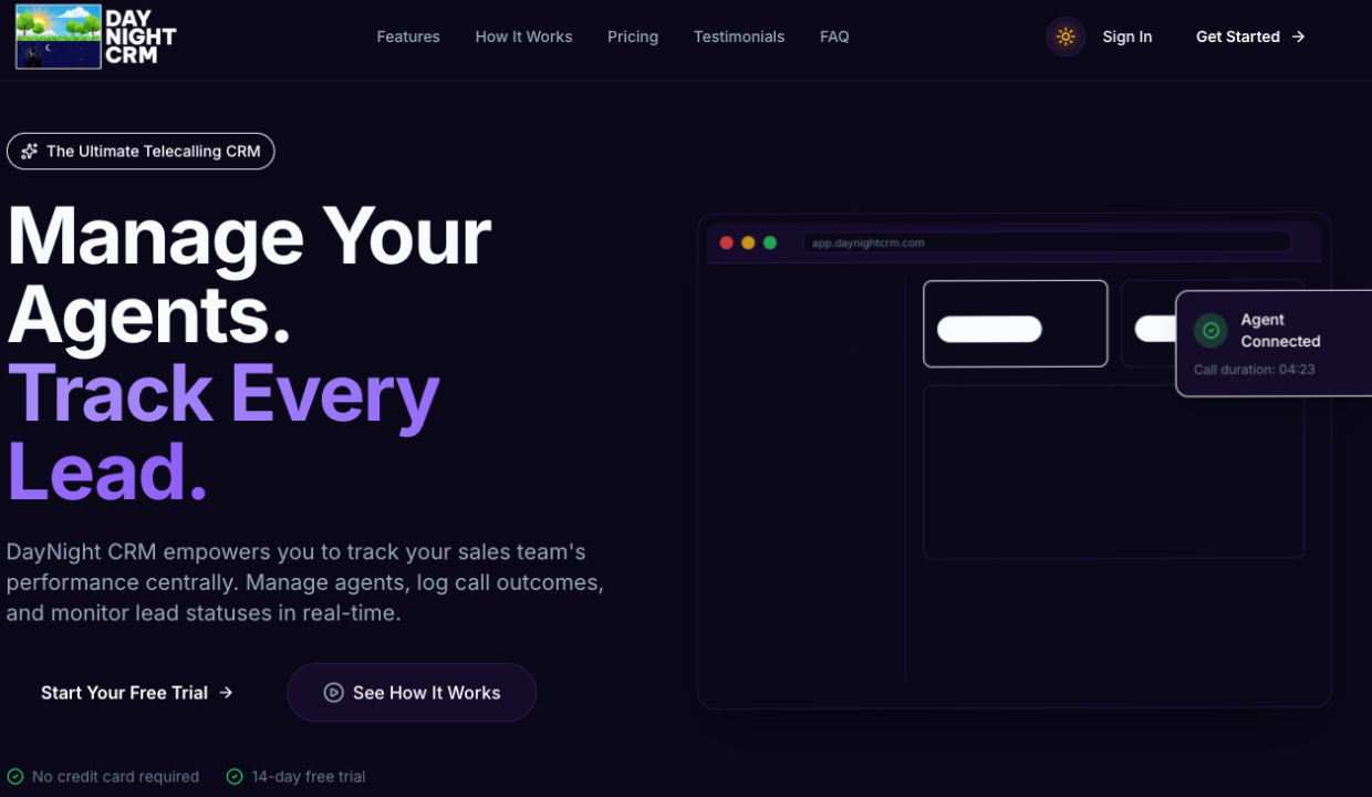 DayNight CRM - Screenshot 3 showing product features and functionality