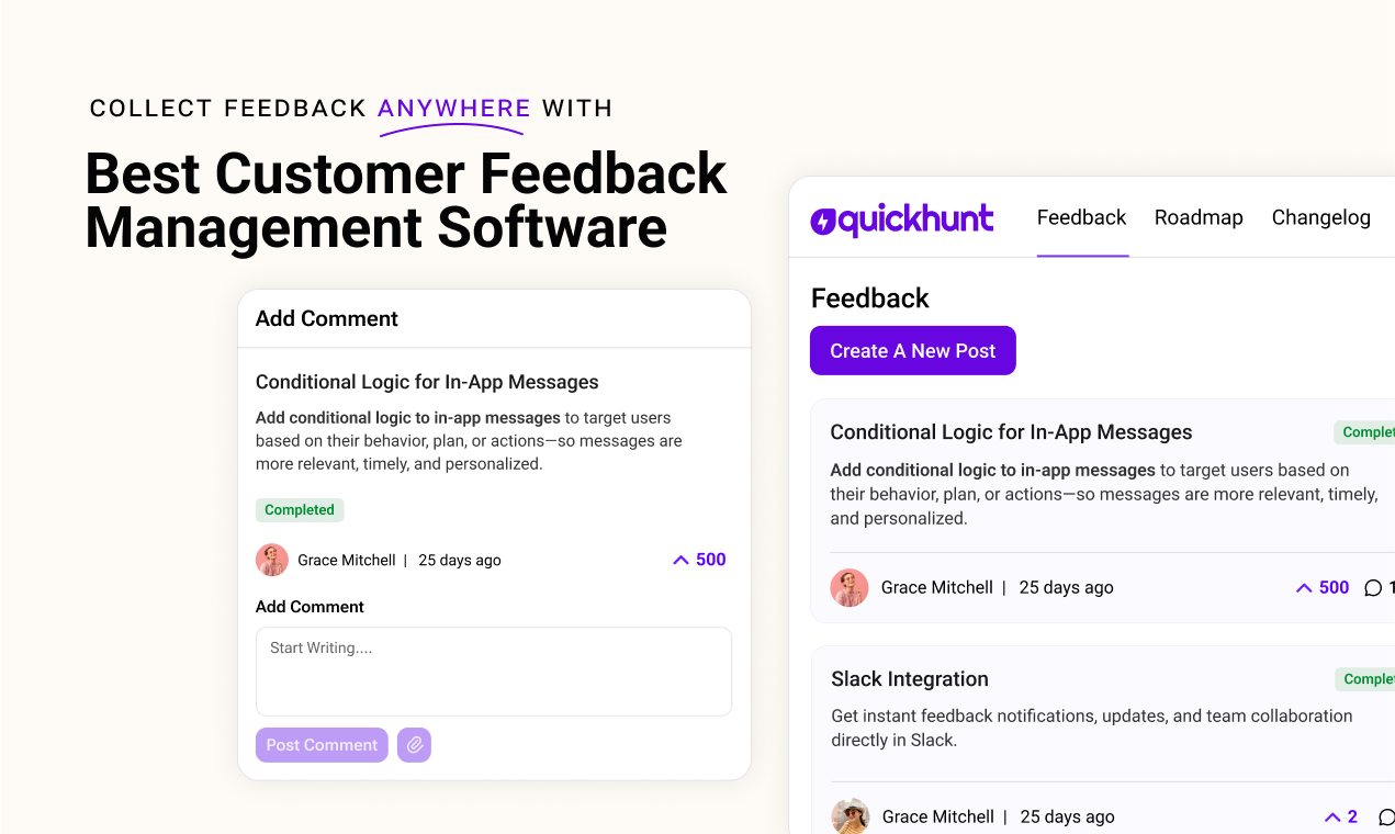 Quickhunt: Müşteri Geri Bildirim Yönetimi - AI ile çalışan geri bildirim, yol haritası ve Changelog, hepsi medya 3