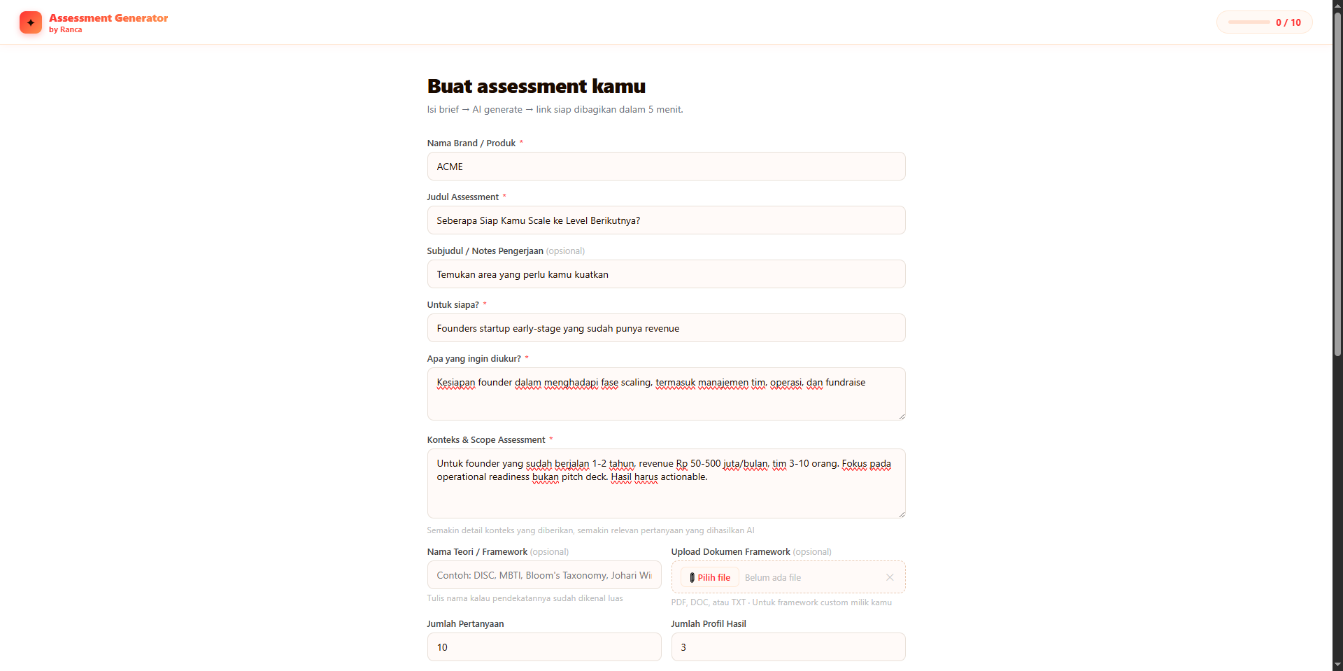 Assessment Generator by Ranca gallery image