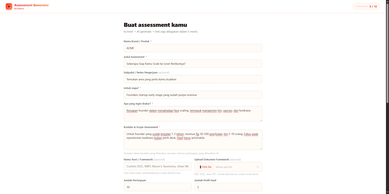 Assessment Generator by Ranca screenshot 2