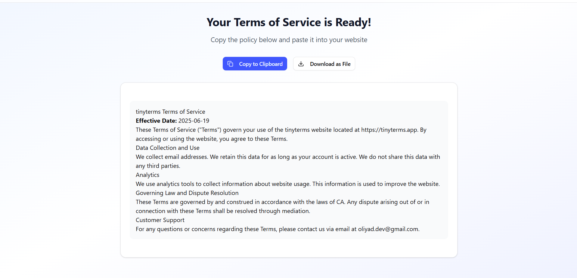 Tinyterms - ウェブサイトのプライバシーポリシーと用語を生成しますメディア3