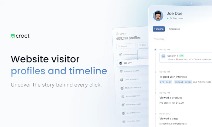 Visitor profiles and timeline by Croct产品图