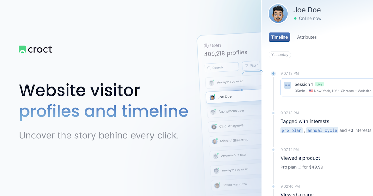 Visitor profiles and timeline by Croct