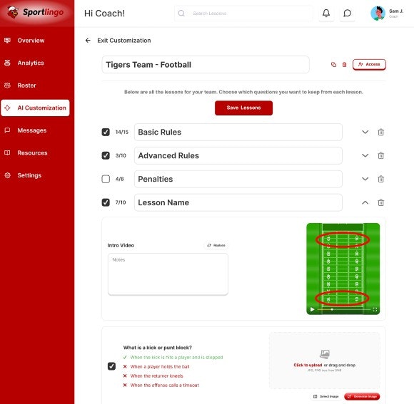 Sportlingo - Screenshot 3 showing product features and functionality
