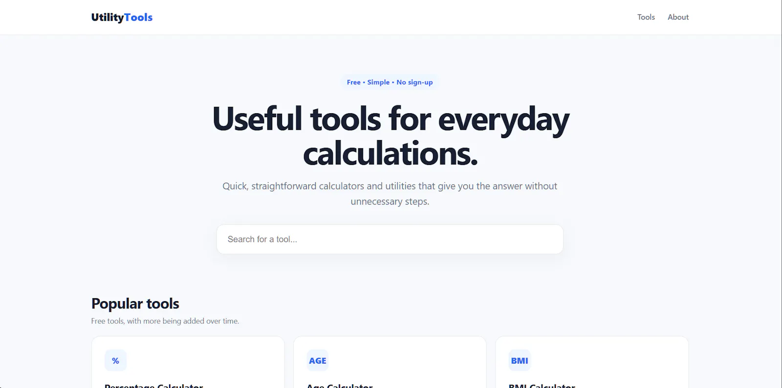 Utility Tools — Free Online Calculators screenshot 1