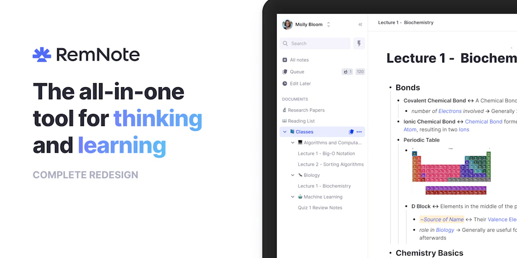 RemNote - The all-in-one tool for thinking and learning | Product Hunt