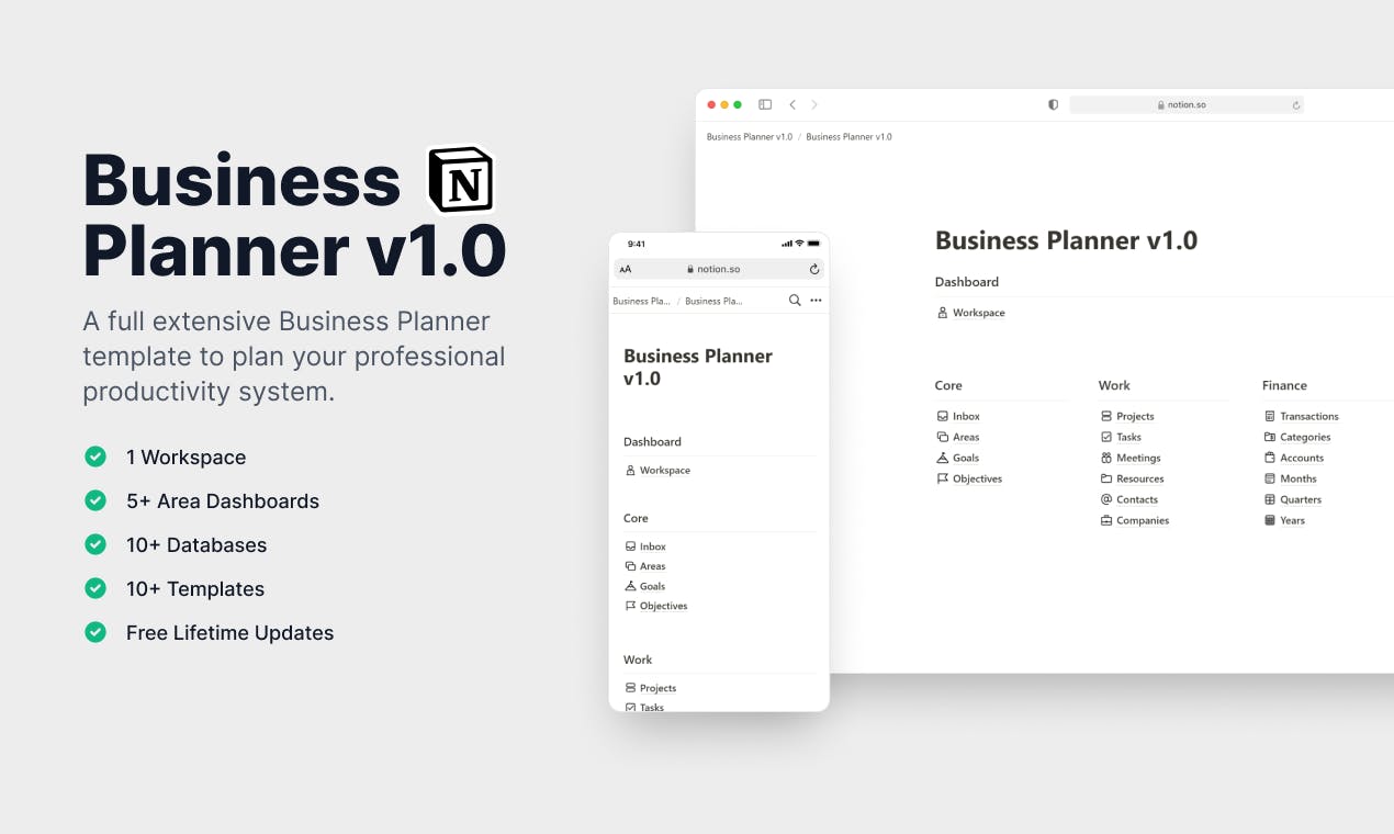 Business Planner v1.0 for Notion An extensive template to manage your
