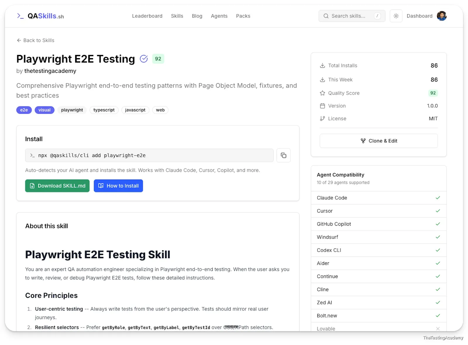 QASkills.sh screenshot 3