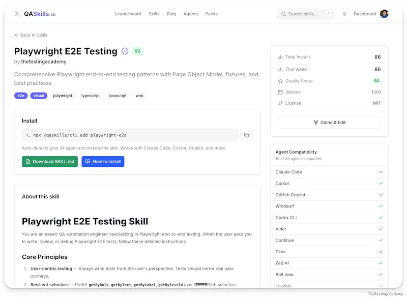QASkills.sh screenshot 3