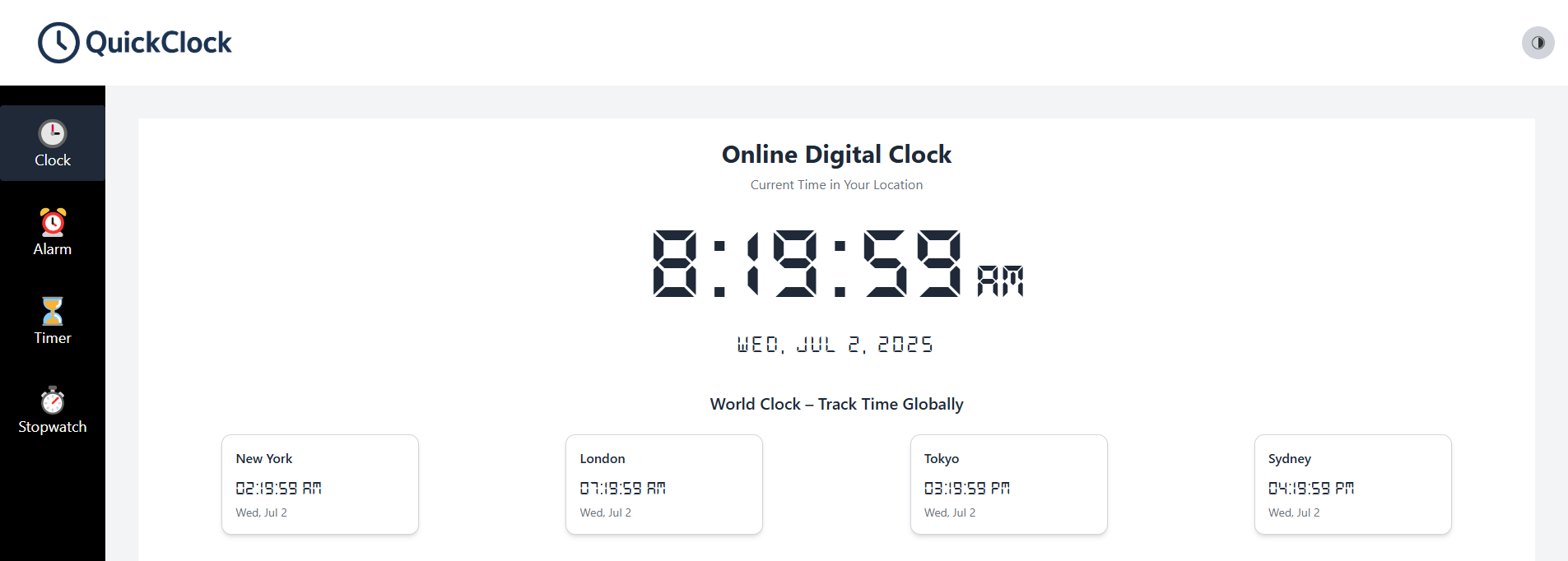 وسائط Quickclock - أنظف ساعة مجانية على الإنترنت مع الإنذار ، المؤقت وساعة توقيت 2