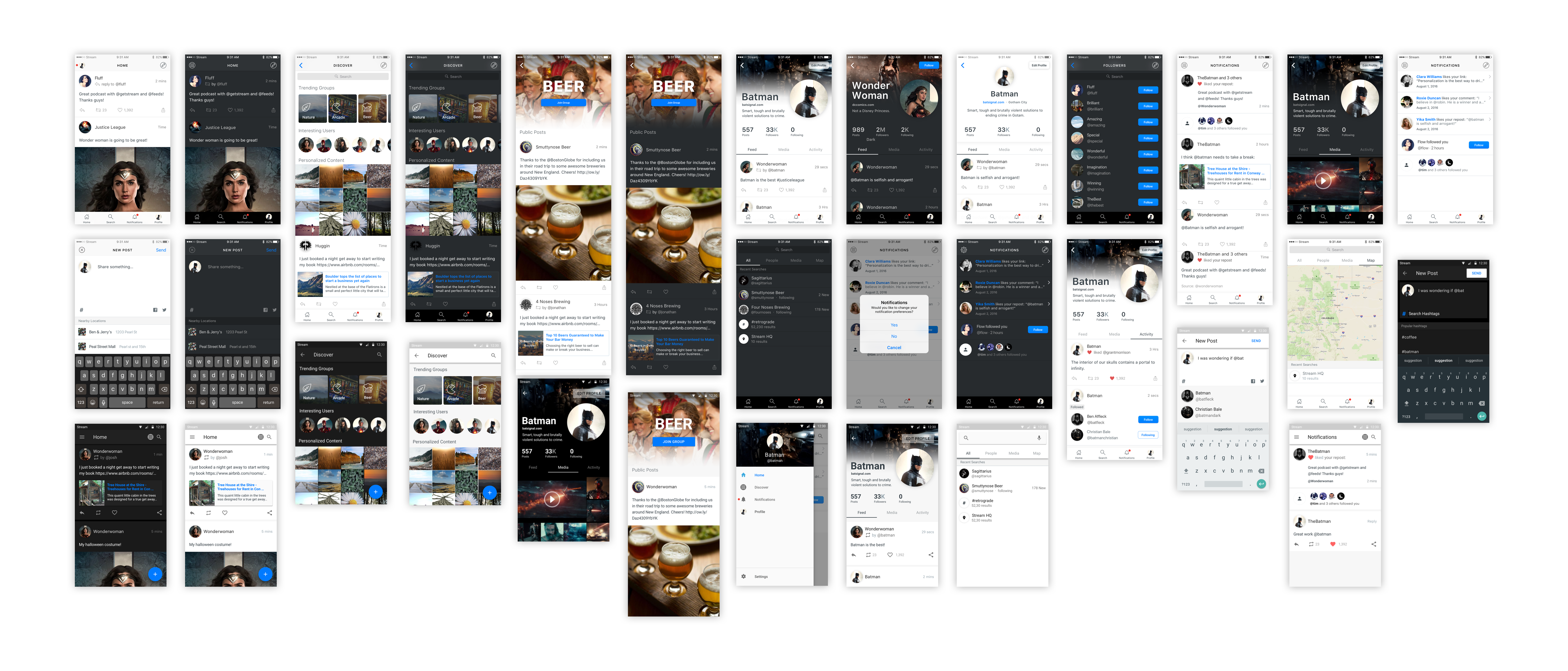 Based Mobile Social Ui Kit For Sketch Ui Kit For Feeds On