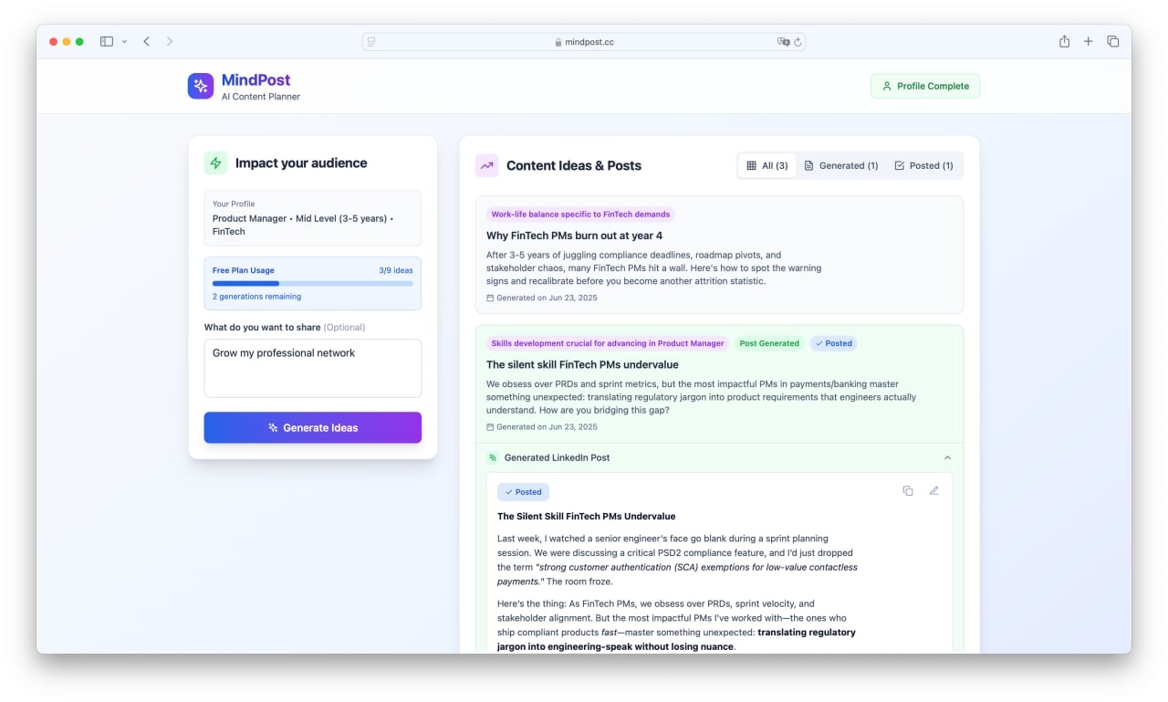 Mindpost - Verander uw expertise in virale LinkedIn -inhoud in minuten media 3