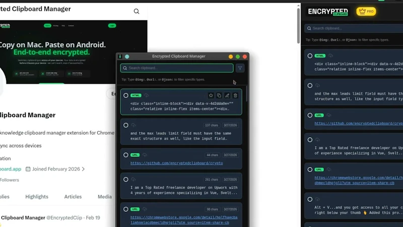 Encrypted Clipboard Manager screenshot 1 (video preview)