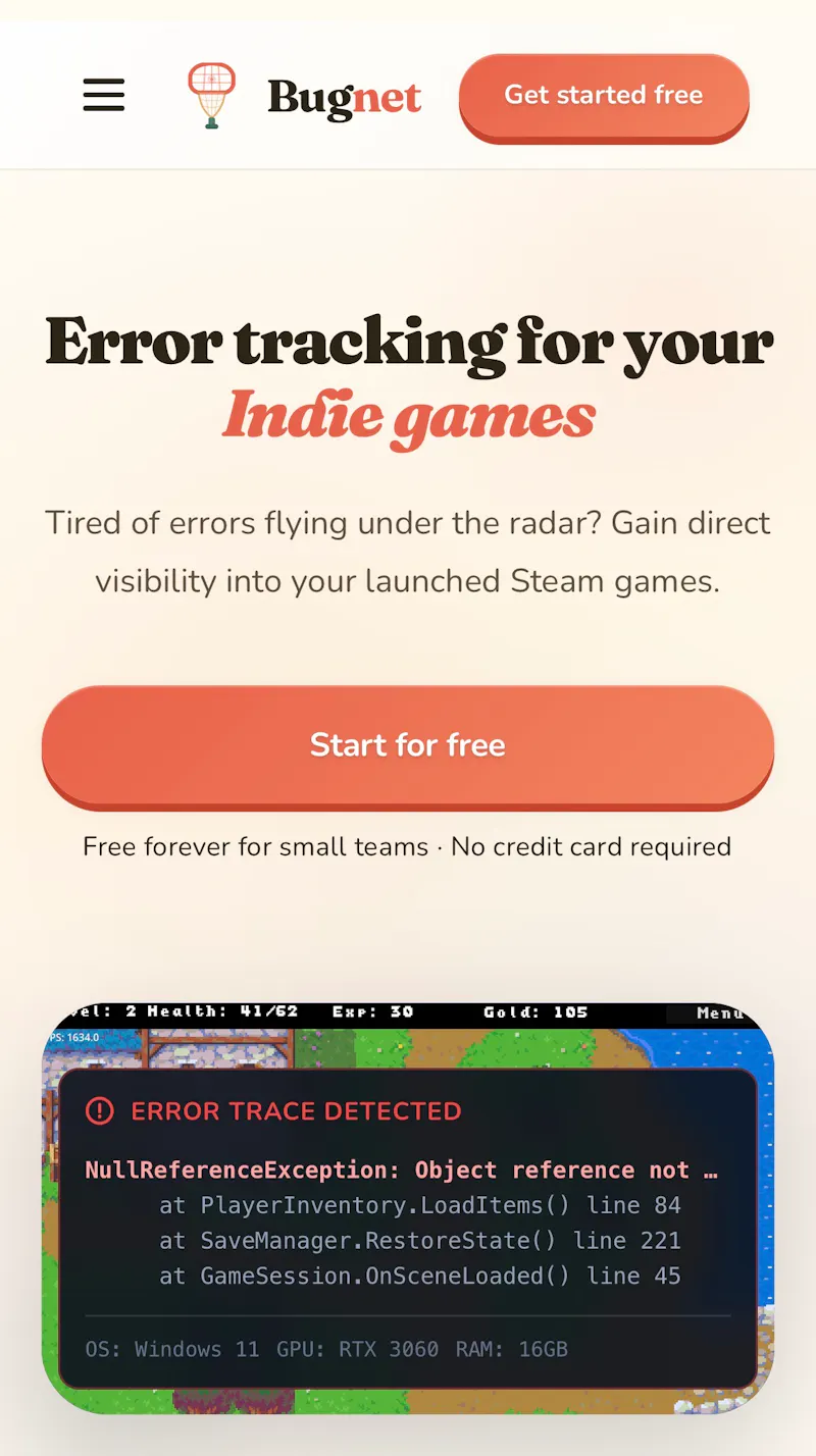 Bugnet screenshot 1