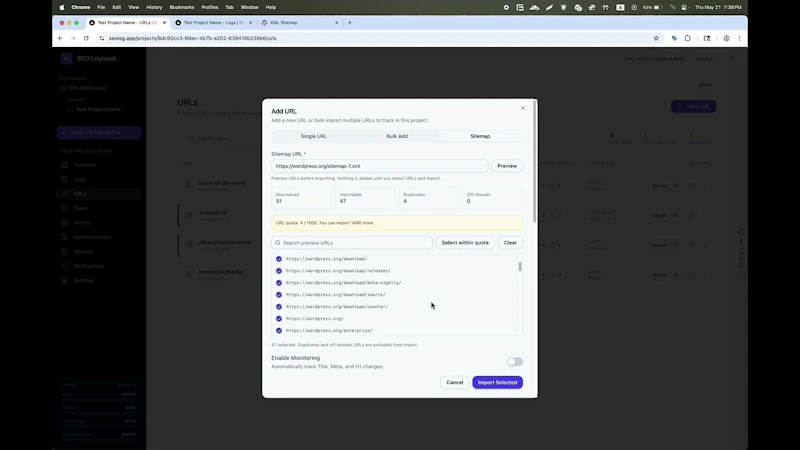 SEO Logbook screenshot 1 (video preview)