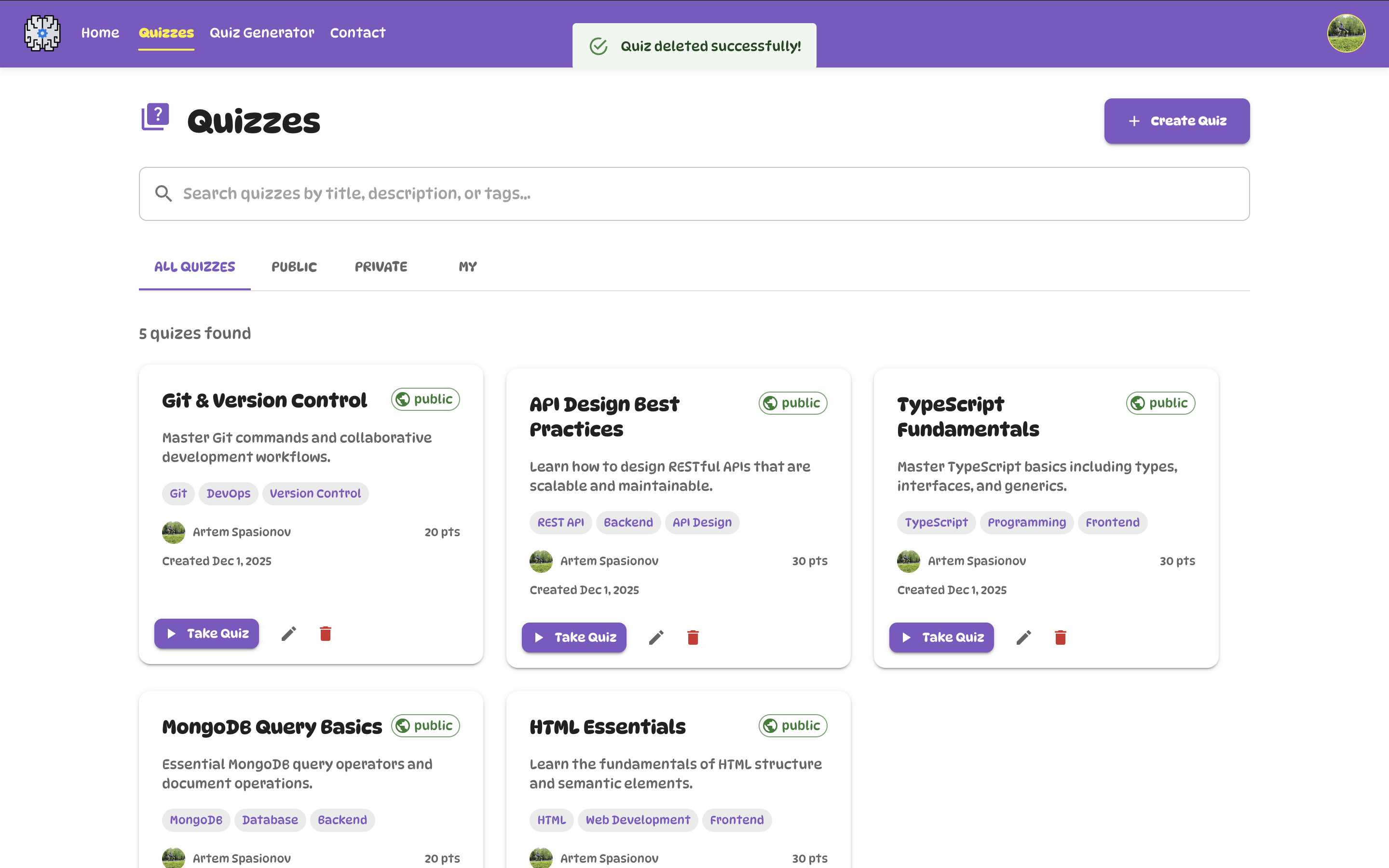 QuizGenerator - Screenshot 2 showing product features and functionality