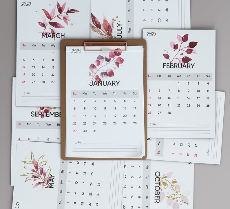 2023 calendario mensual imprimible