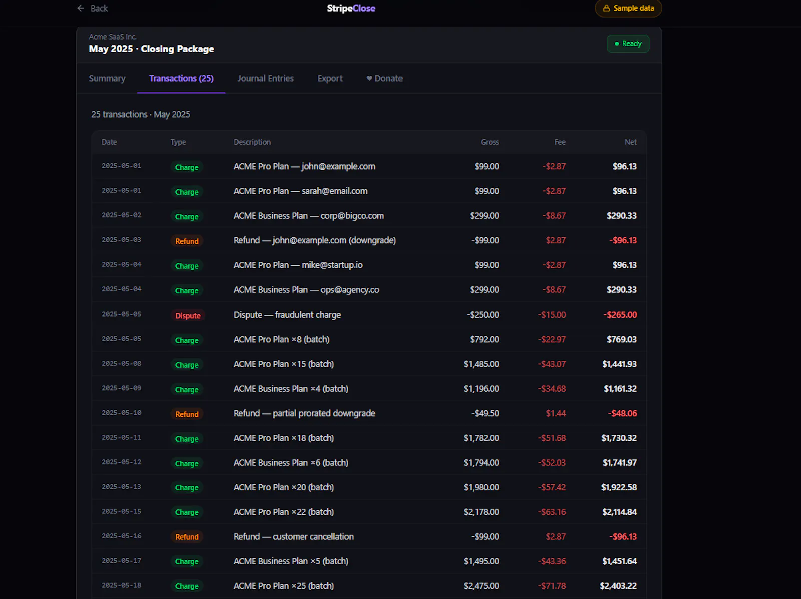 StripeClose screenshot 2