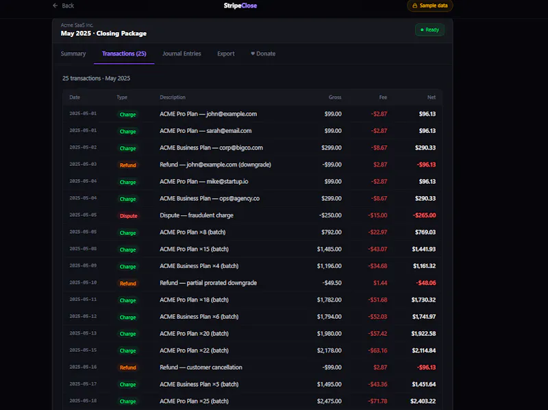 StripeClose screenshot 2
