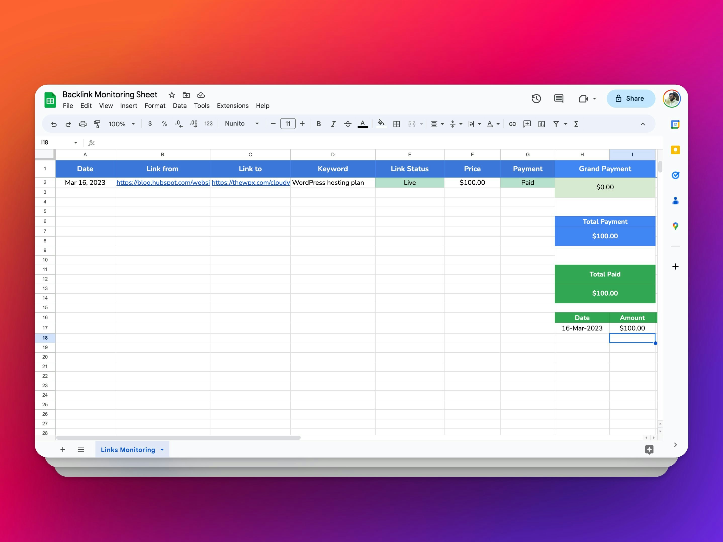 Backlink Monitoring in Google Sheets media 2