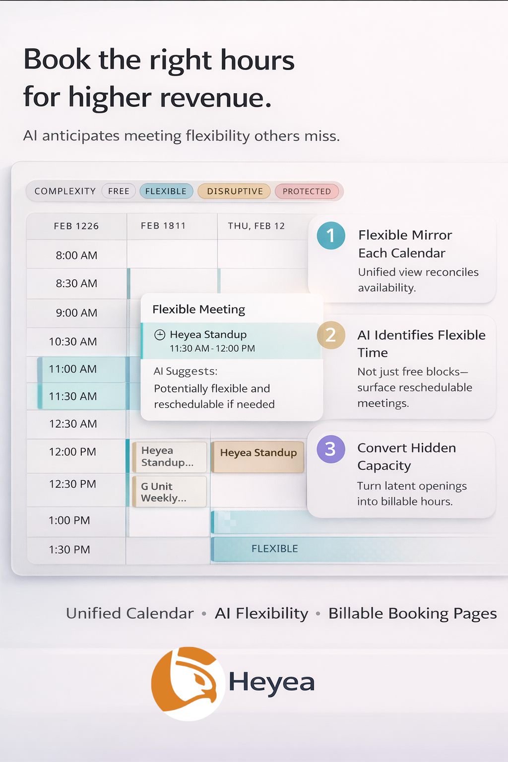 Heyea: All Your Calendars, One You - Screenshot 3 showing product features and functionality