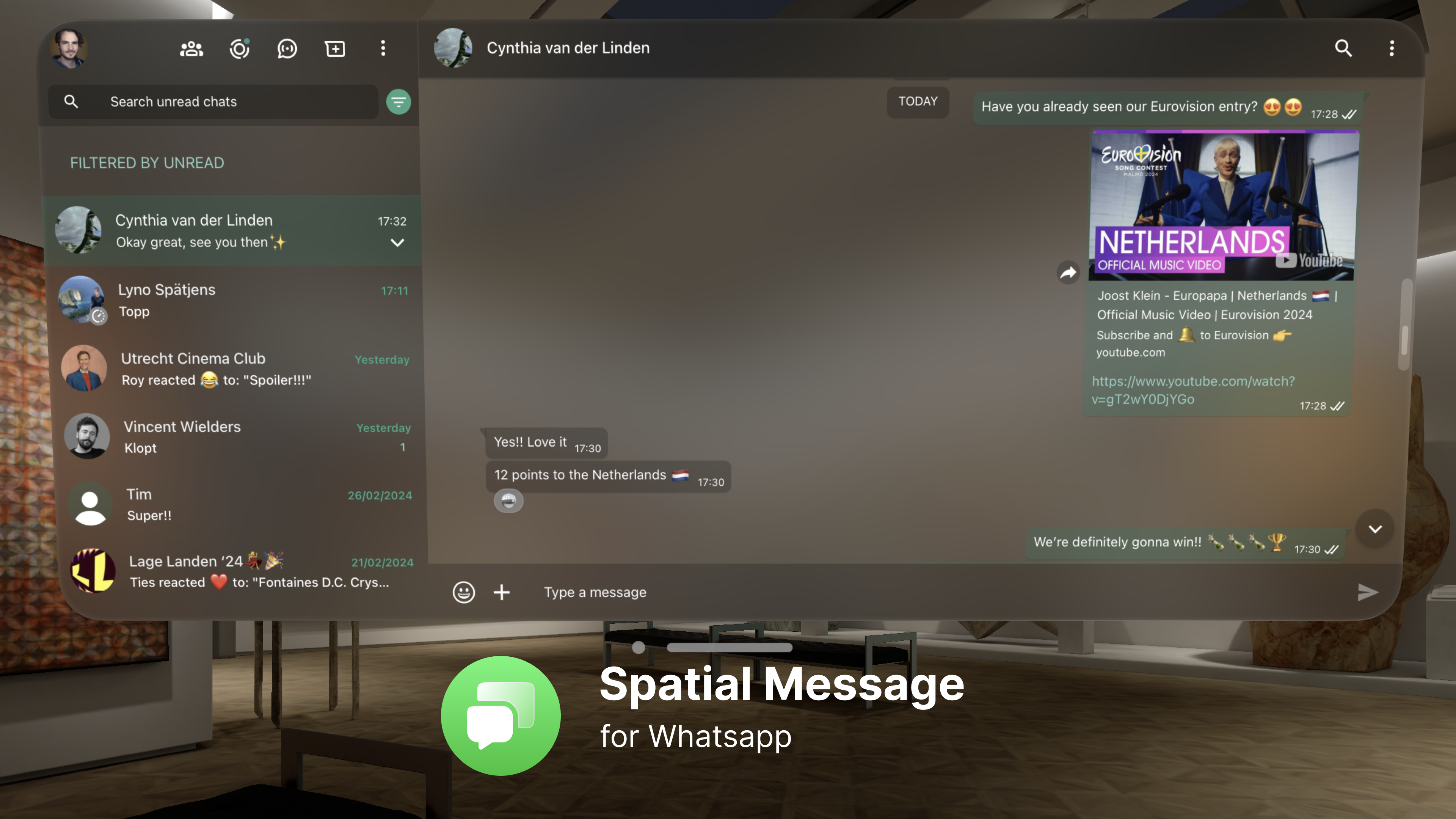 startuptile Spatial Message - for WhatsApp-The WhatsApp Messenger App for Apple Vision Pro