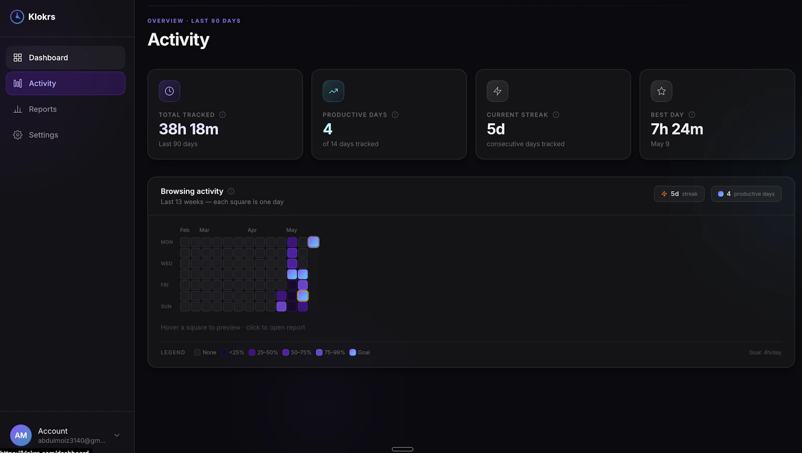 Klokrs — Tab Time Tracker for Engineers screenshot 5