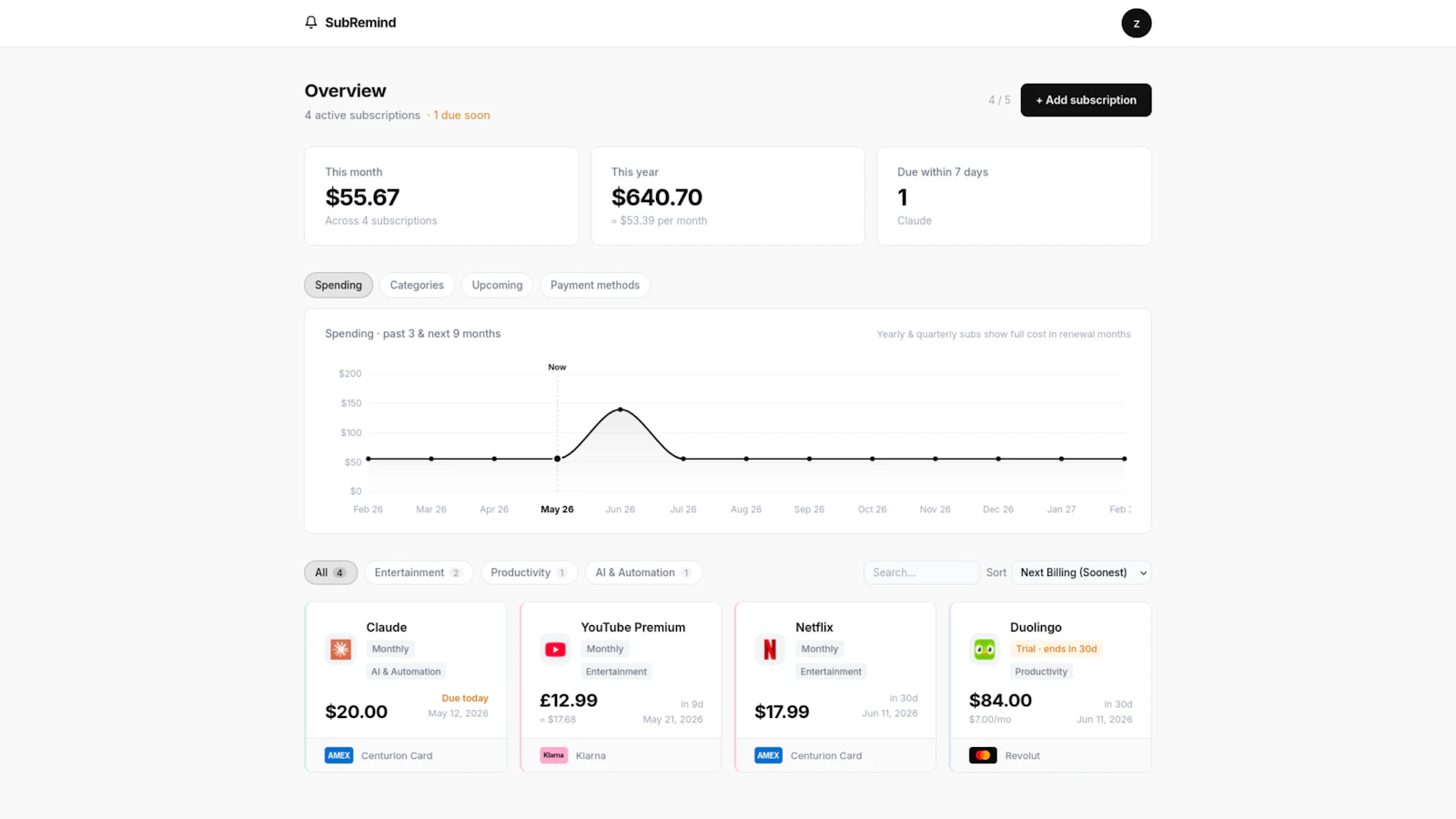SubRemind screenshot 2