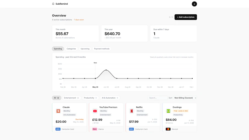 SubRemind screenshot 2
