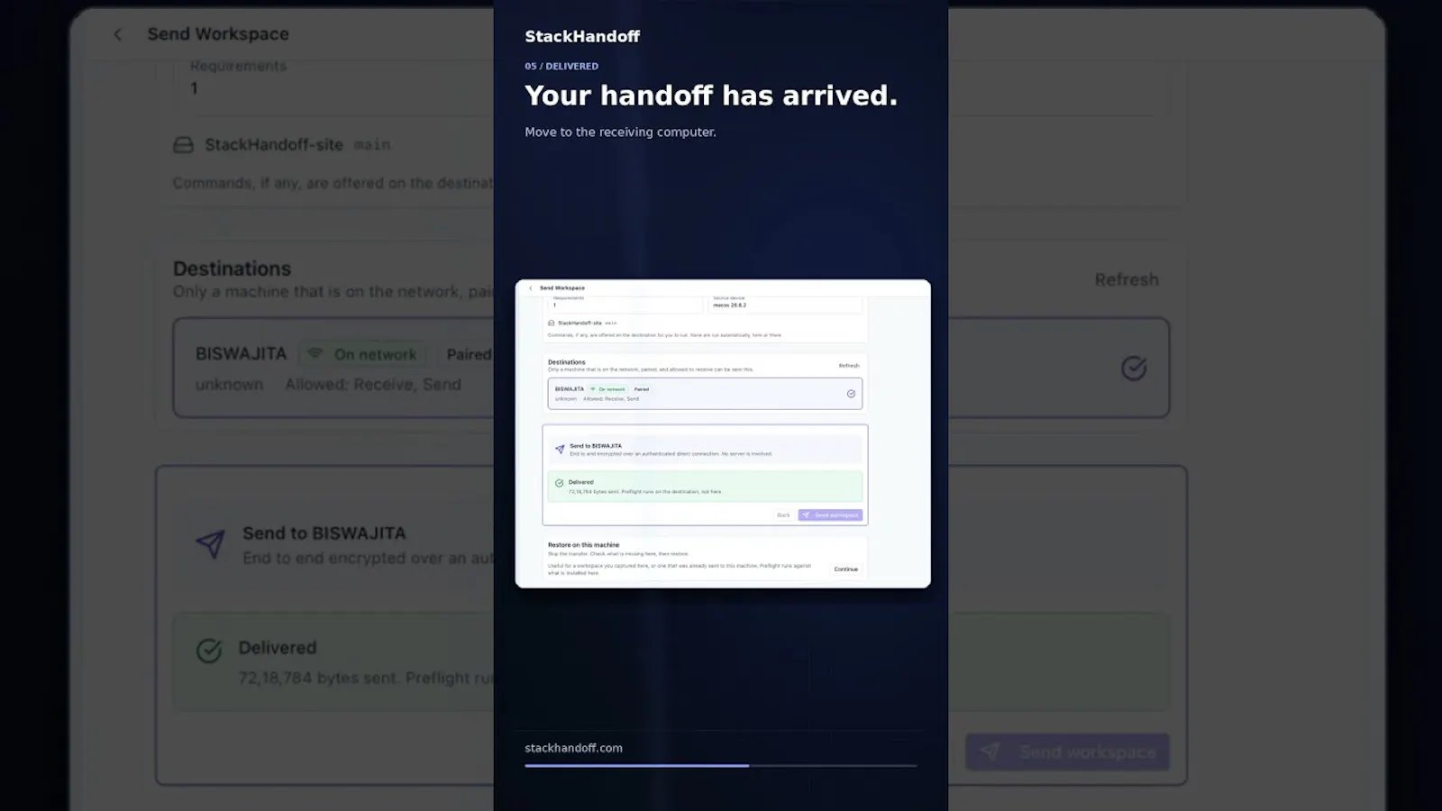StackHandoff screenshot 1 (video preview)