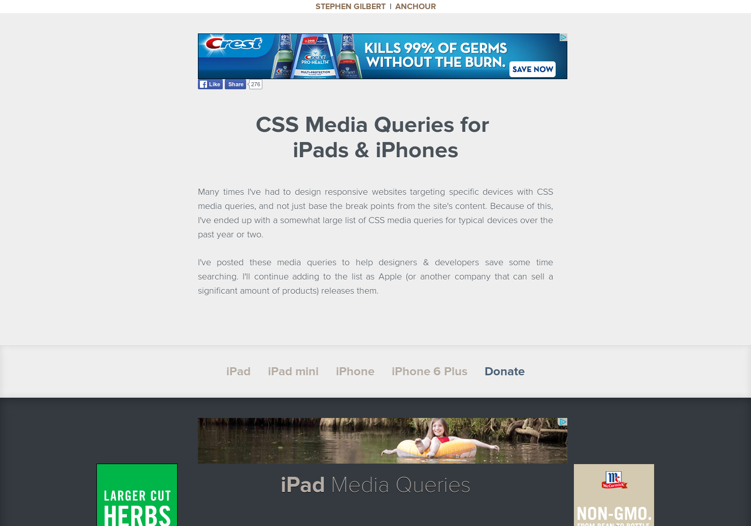 CSS Media Queries for iPads & iPhones Product Information, Latest