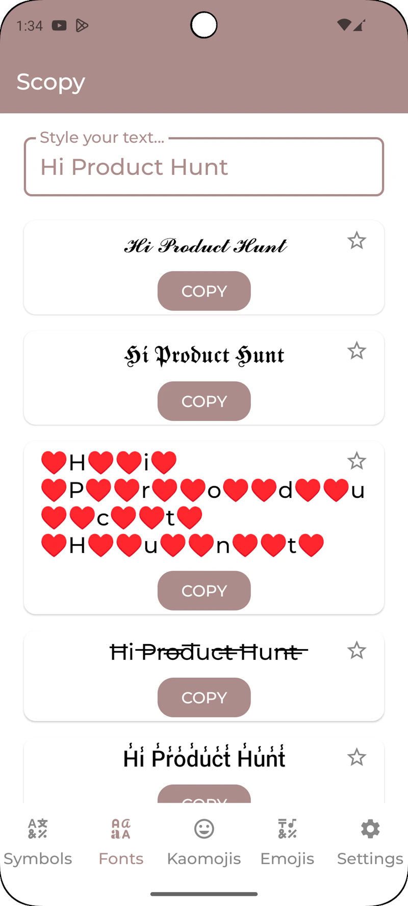 Scopy: Symbols, Fonts & Kaomojis screenshot 8