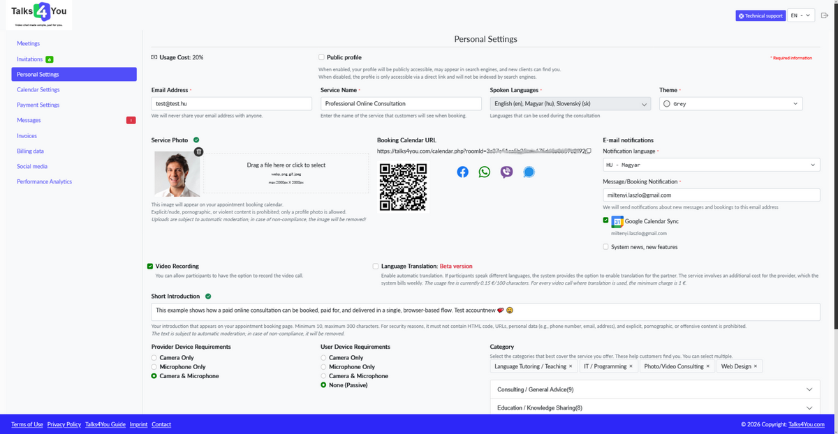 Talks4You - Screenshot 4 showing product features and functionality