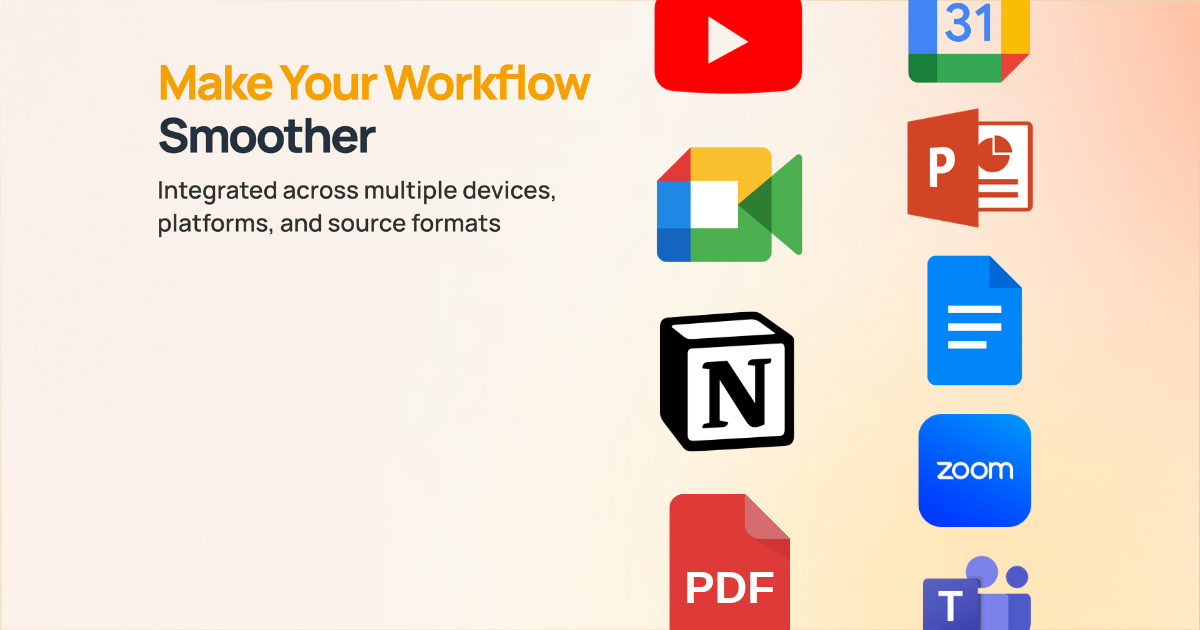 Hynote Ai - Taker de notas de AI de pila completa con Google, noción más soporte media 3