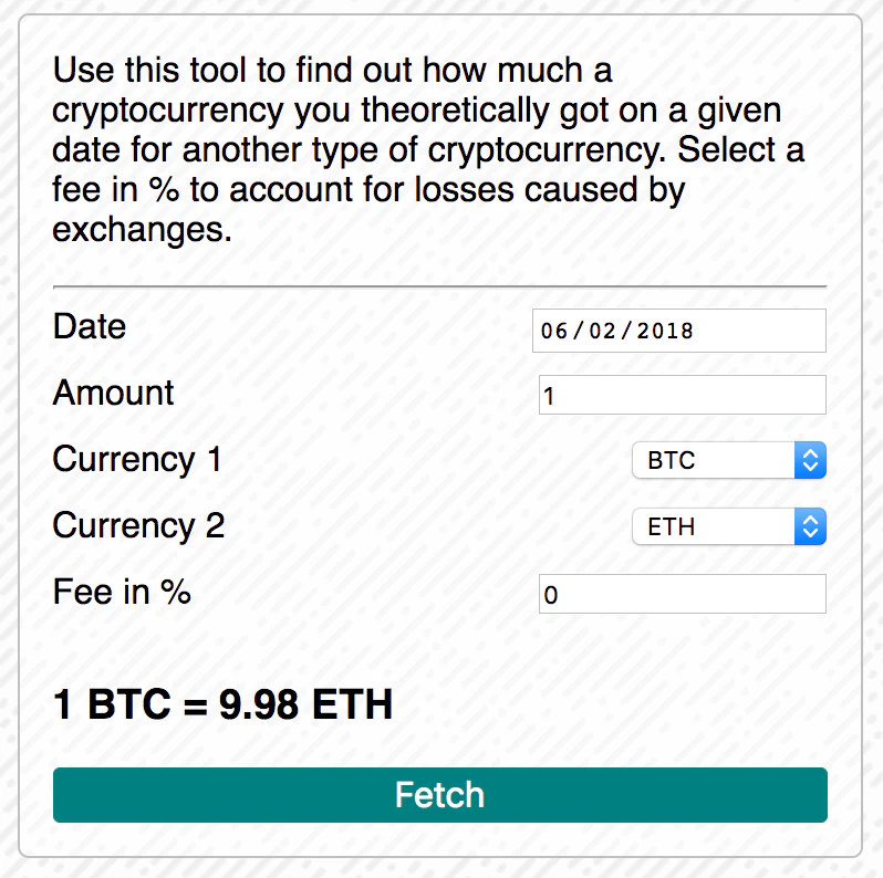 Historical cryptocurrency converter