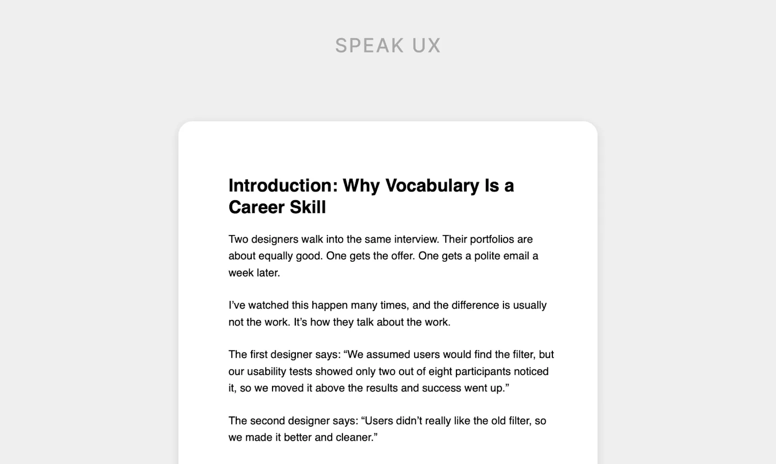 Speak UX screenshot 2