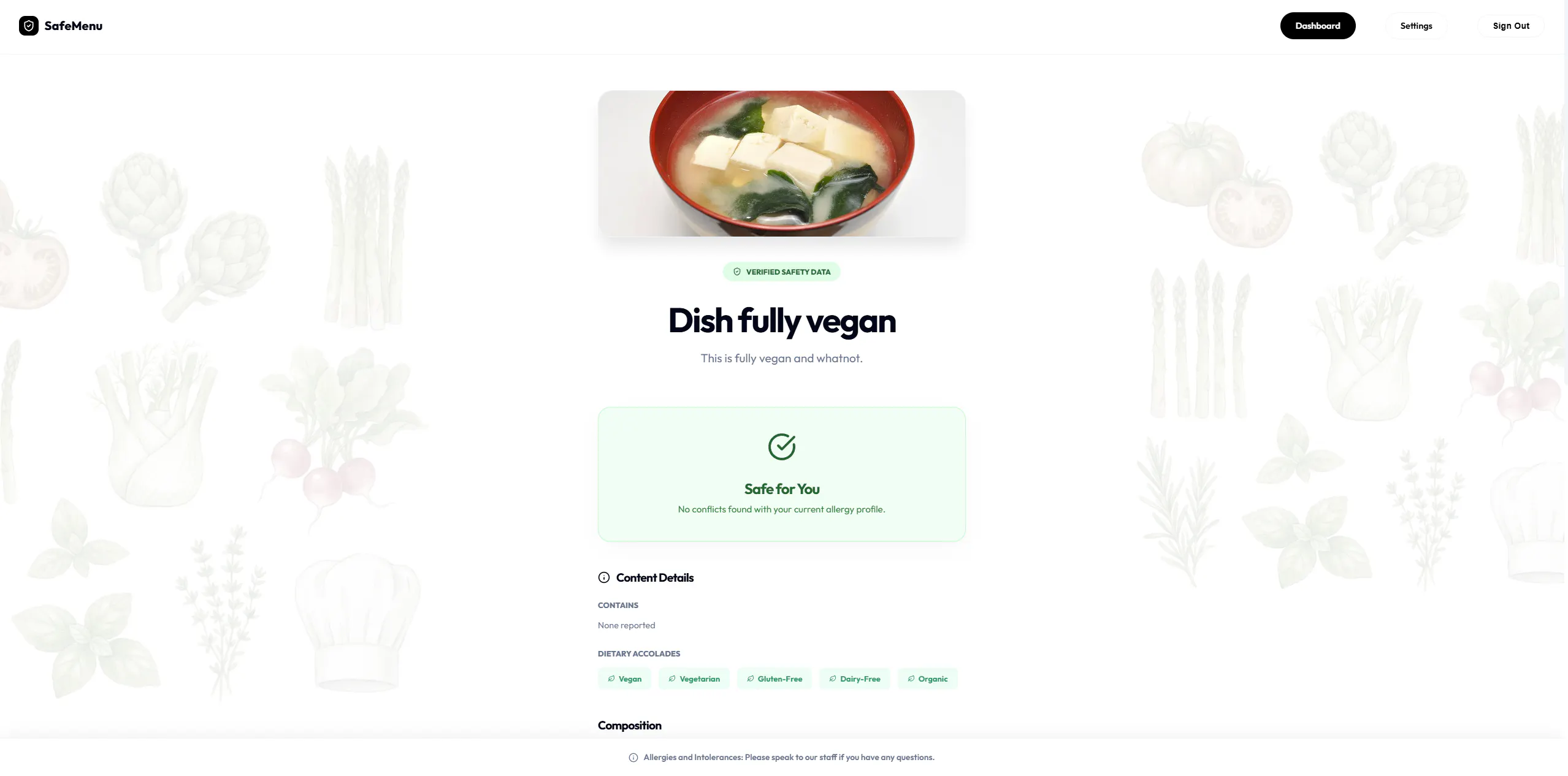 Safemenu - Digital Menu, Allergen Filter gallery image