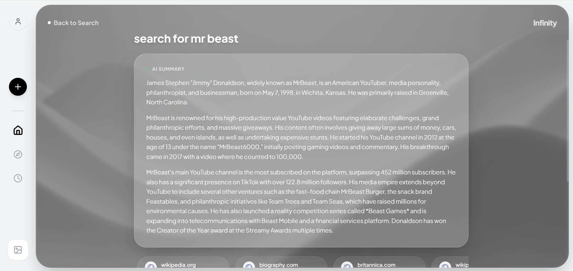  Infinity Search AI - Screenshot 2 showing product features and functionality