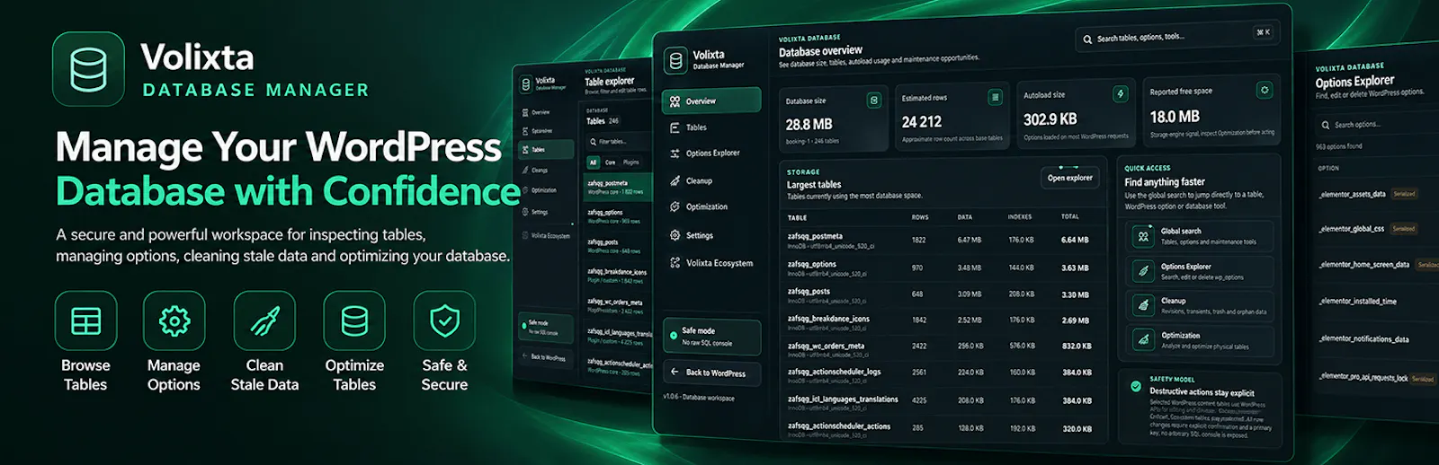 VOLIXTA Database Manager for WordPress screenshot 1