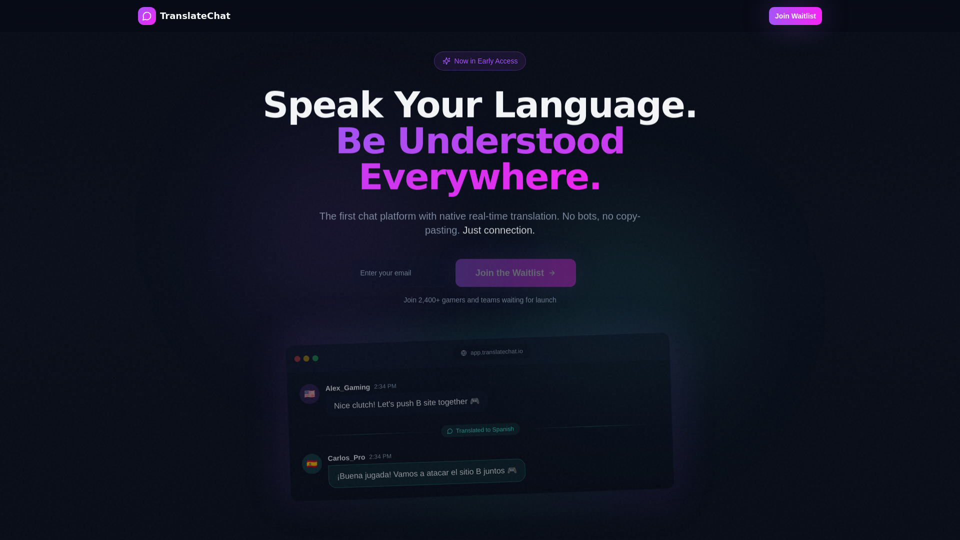 TranslateChat - Main product screenshot demonstrating key features and user interface