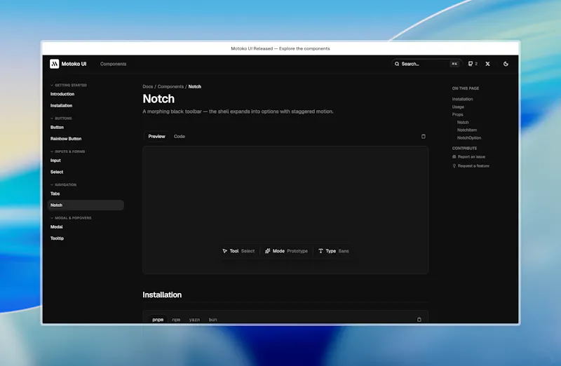 Motoko UI screenshot 2