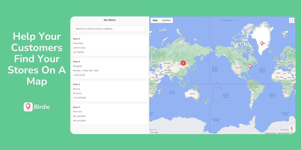 Birdie: Store Locator Map