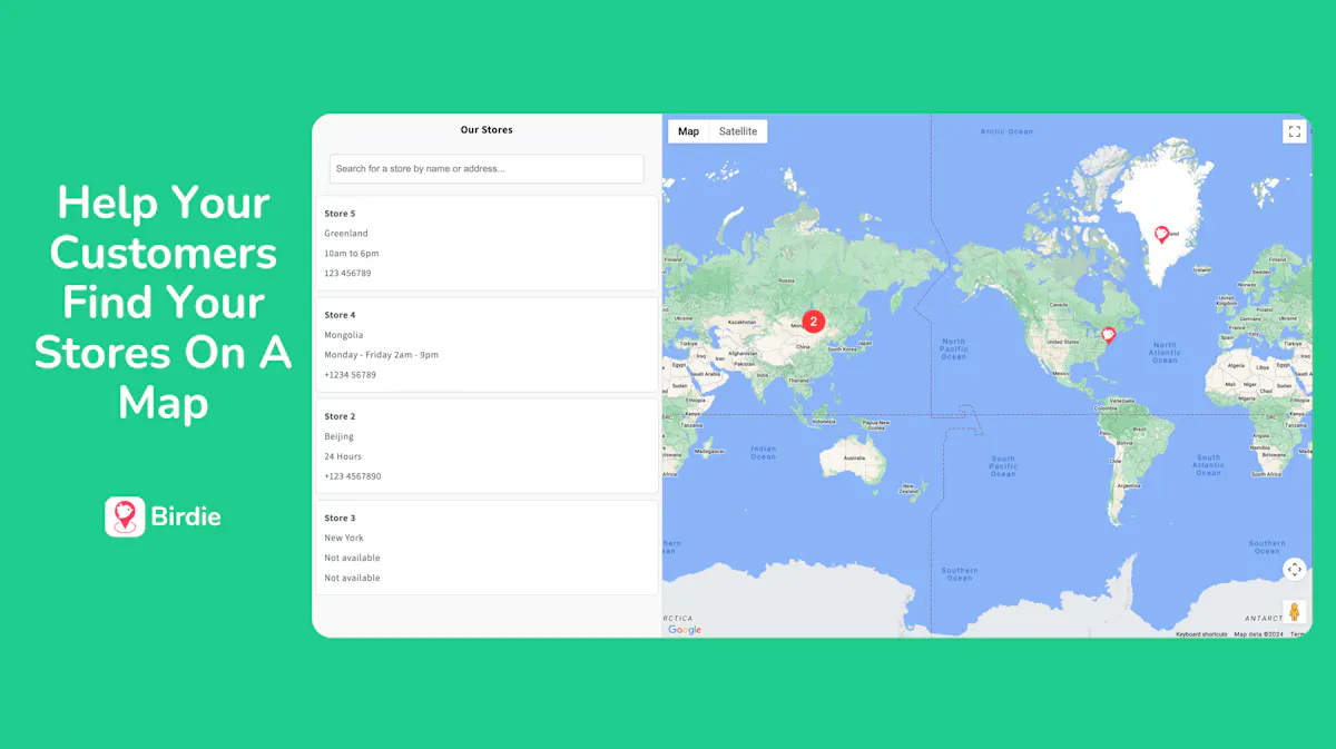 Birdie: Store Locator Map