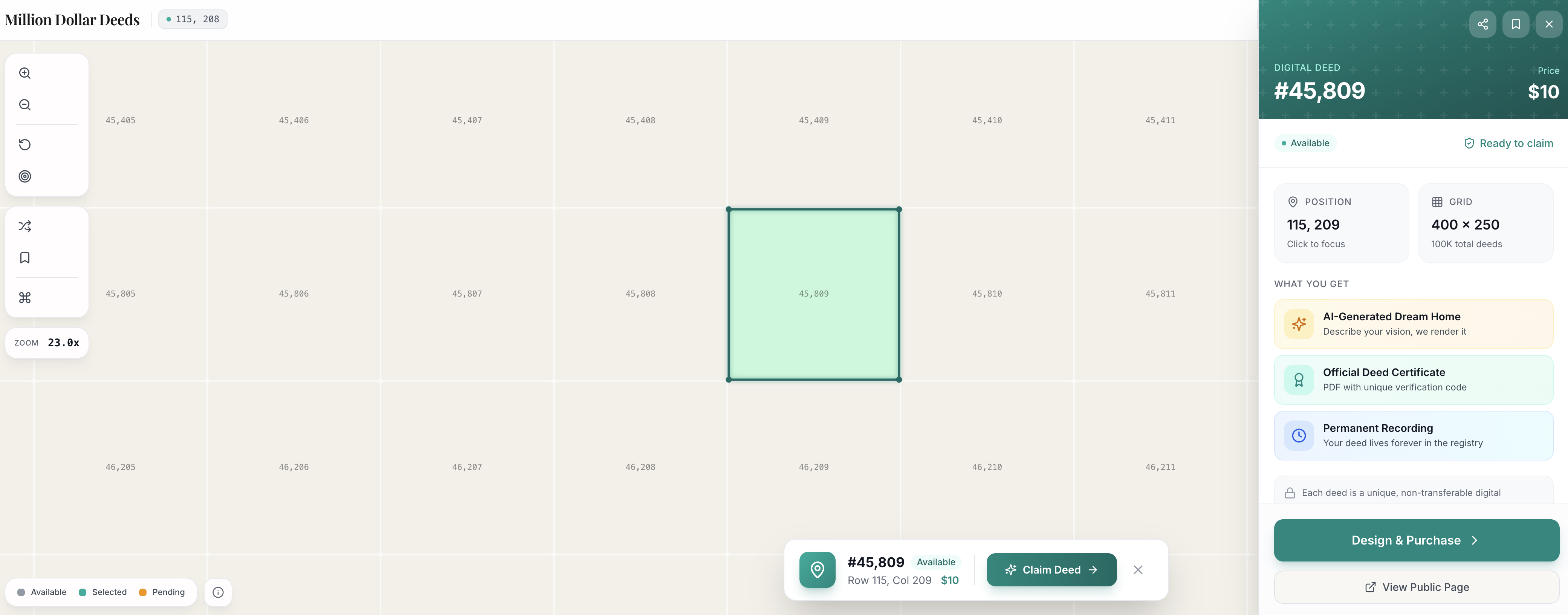 Million Dollar Deeds - Screenshot 2 showing product features and functionality