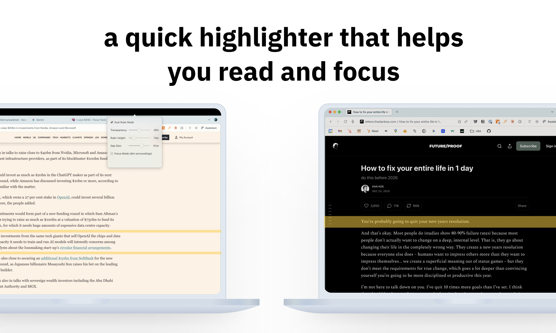 Adhd focus reading ruler - Main product screenshot demonstrating key features and user interface