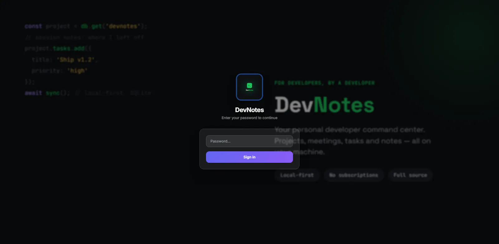 DevNotes screenshot 2