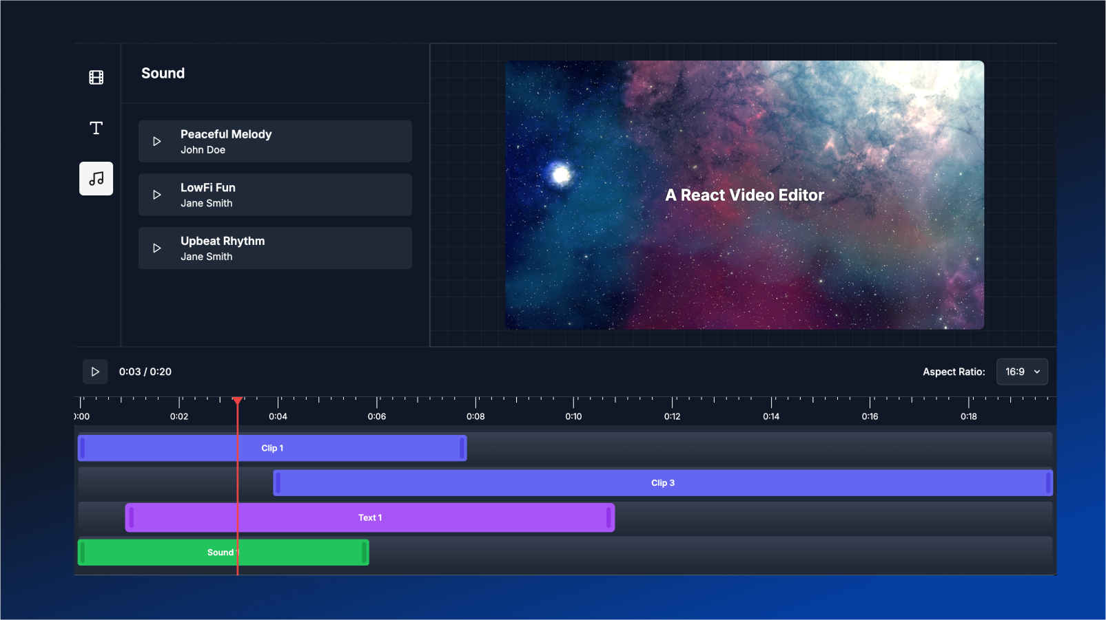 React Video Editor Medien 3