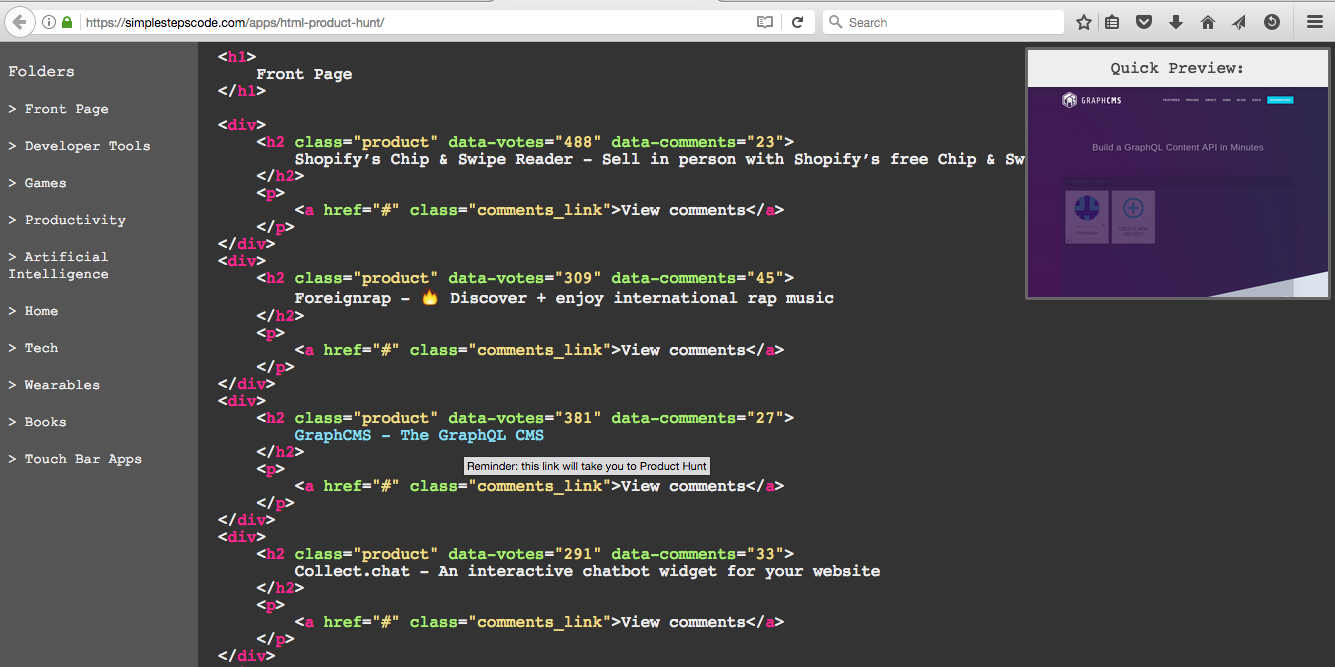 HTML Product Hunt gallery image